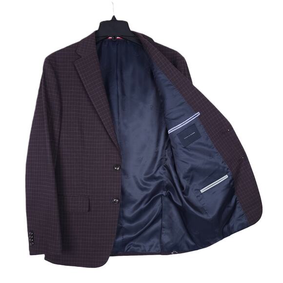 Tommy Hilfiger Men's Modern-Fit Flex Stretch Sport Coat Purple Check 44L NWT - Picture 2 of 7